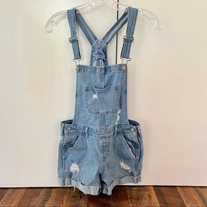 Hollister Distressed Boyfriend Short Overalls